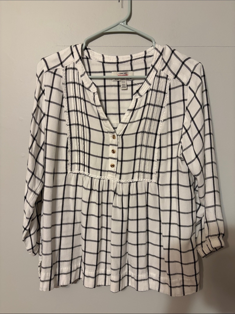 Wrangler White & Black Windowpane Tunic. Vintage tags.